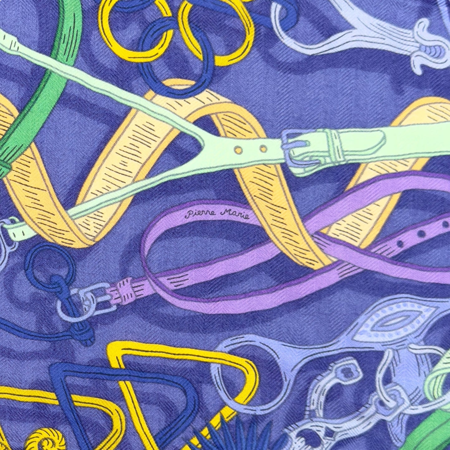 HERMES Bouquets Sellier shawl 140 鞍具花束 羊絨 圍巾