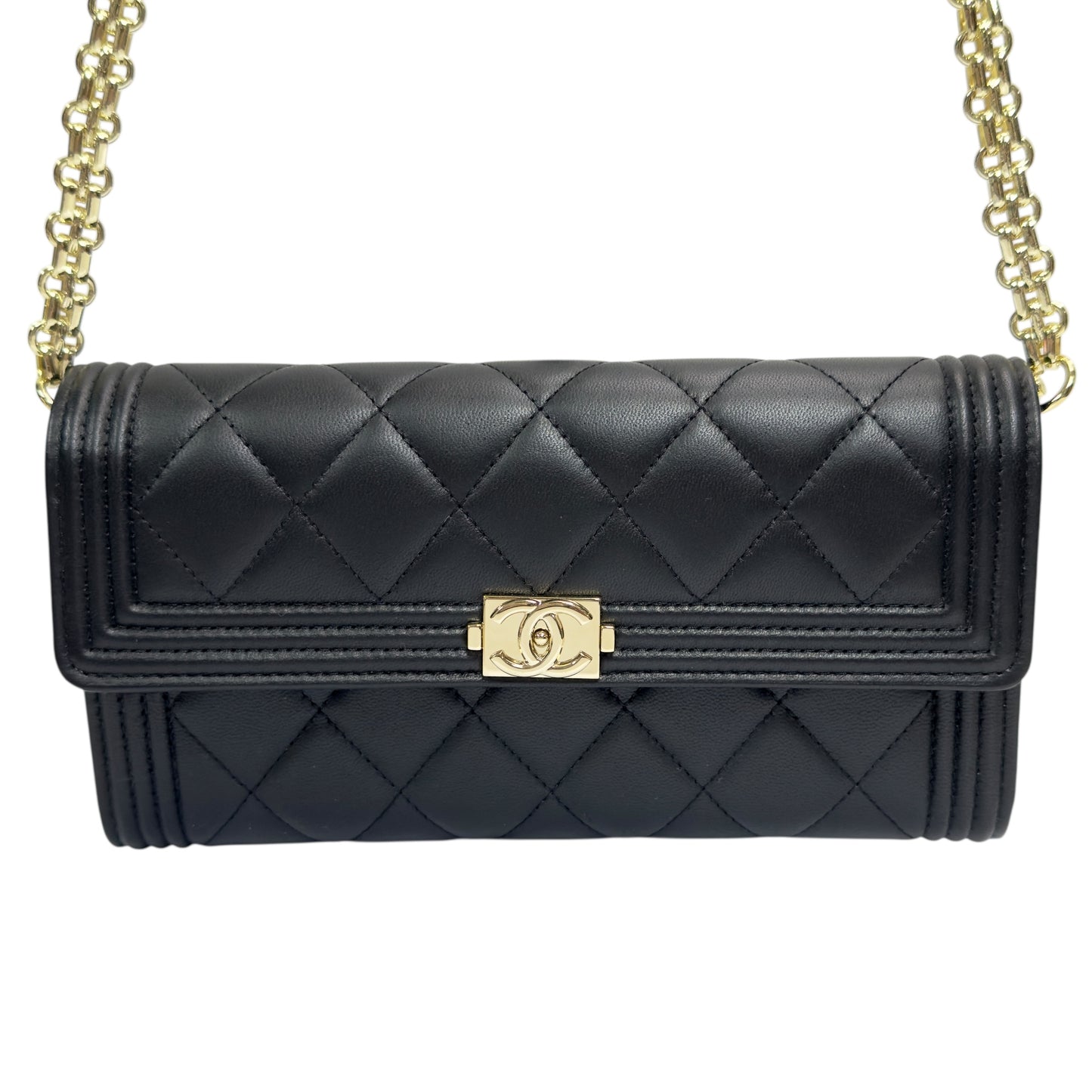 CHANEL *自加鏈＞送無品牌扣＋無品牌鏈帶* Boy 長銀包 WOC