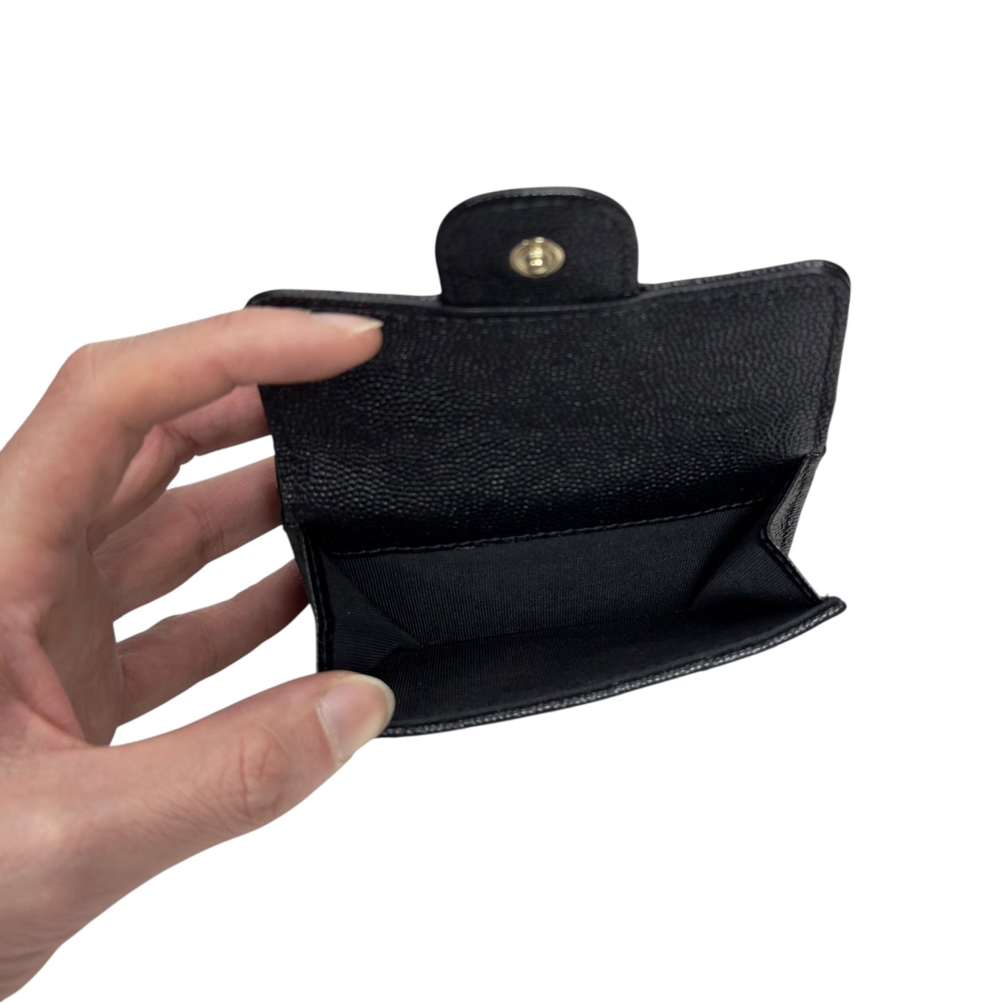 CHANEL CC 荔枝皮 多摺 迷你銀包