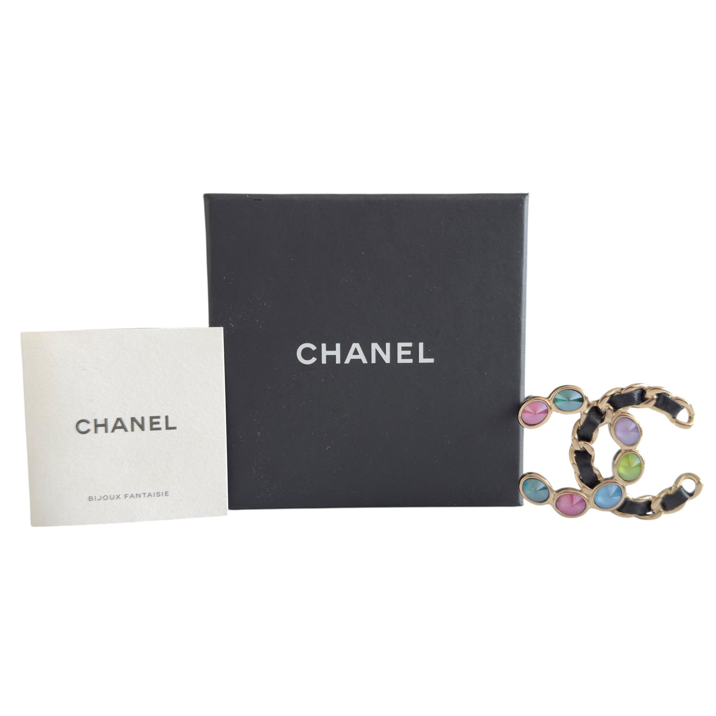 CHANEL CC 皮穿鏈 胸針
