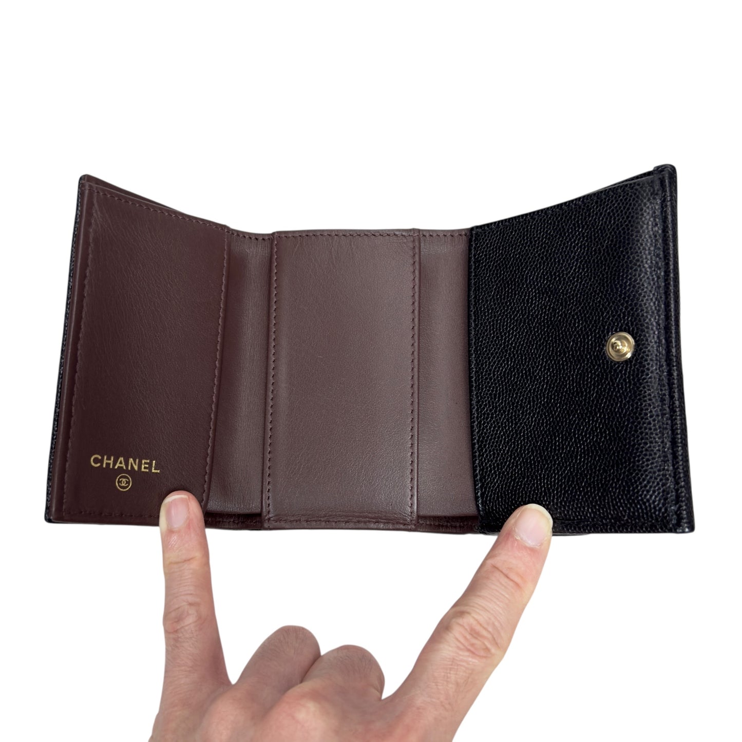 CHANEL CC 荔枝皮 多摺 迷你銀包