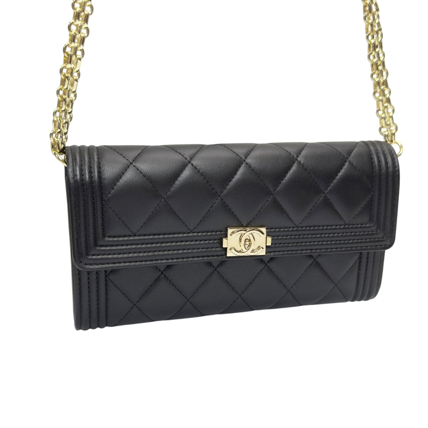 CHANEL *自加鏈＞送無品牌扣＋無品牌鏈帶* Boy 長銀包 WOC