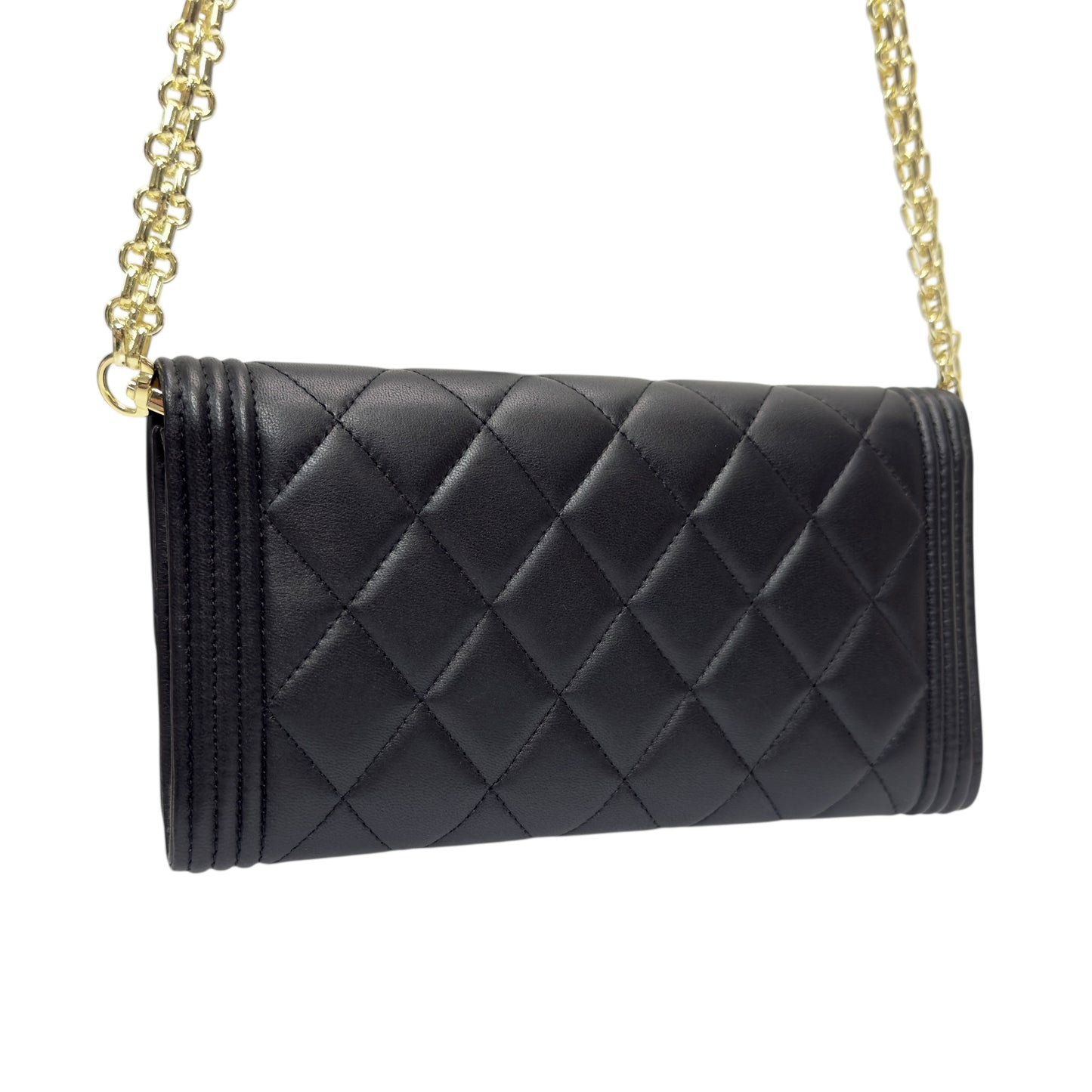 CHANEL *自加鏈＞送無品牌扣＋無品牌鏈帶* Boy 長銀包 WOC