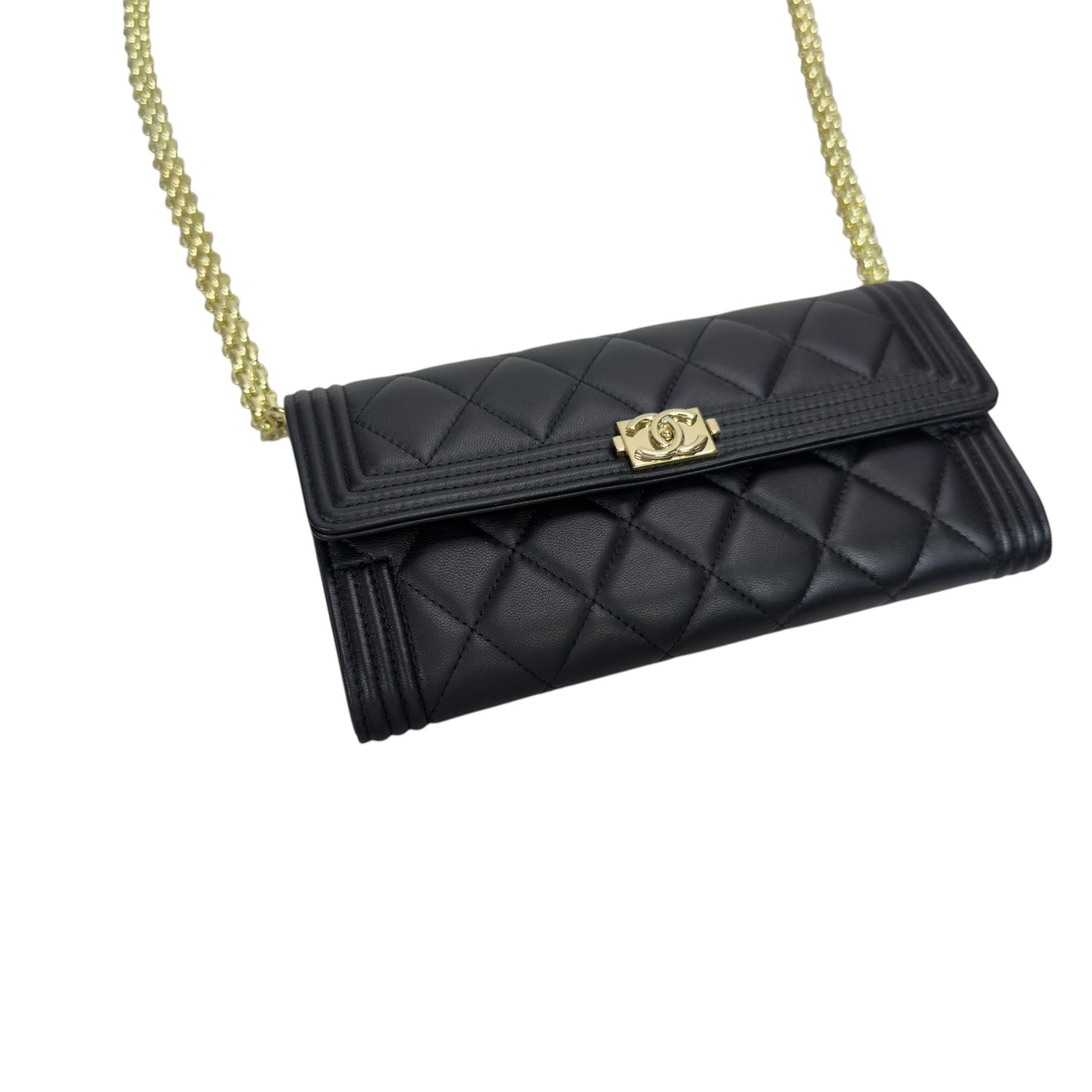 CHANEL *自加鏈＞送無品牌扣＋無品牌鏈帶* Boy 長銀包 WOC