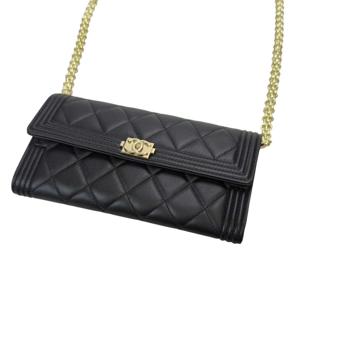 CHANEL *自加鏈＞送無品牌扣＋無品牌鏈帶* Boy 長銀包 WOC