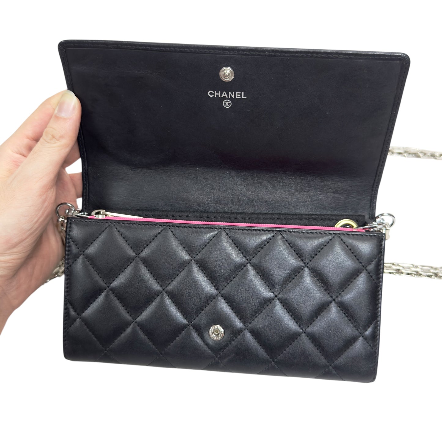 CHANEL *自加鏈＞送無品牌扣＋無品牌鏈帶* Cambon 長銀包 WOC