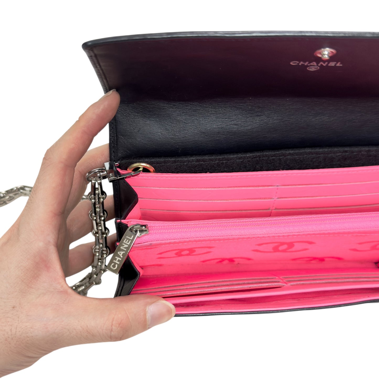 CHANEL *自加鏈＞送無品牌扣＋無品牌鏈帶* Cambon 長銀包 WOC