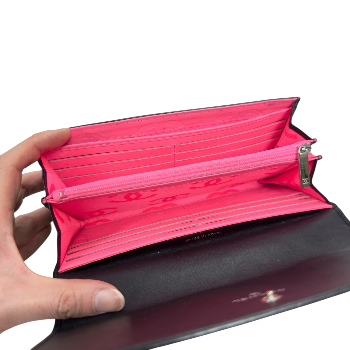 CHANEL *自加鏈＞送無品牌扣＋無品牌鏈帶* Cambon 長銀包 WOC