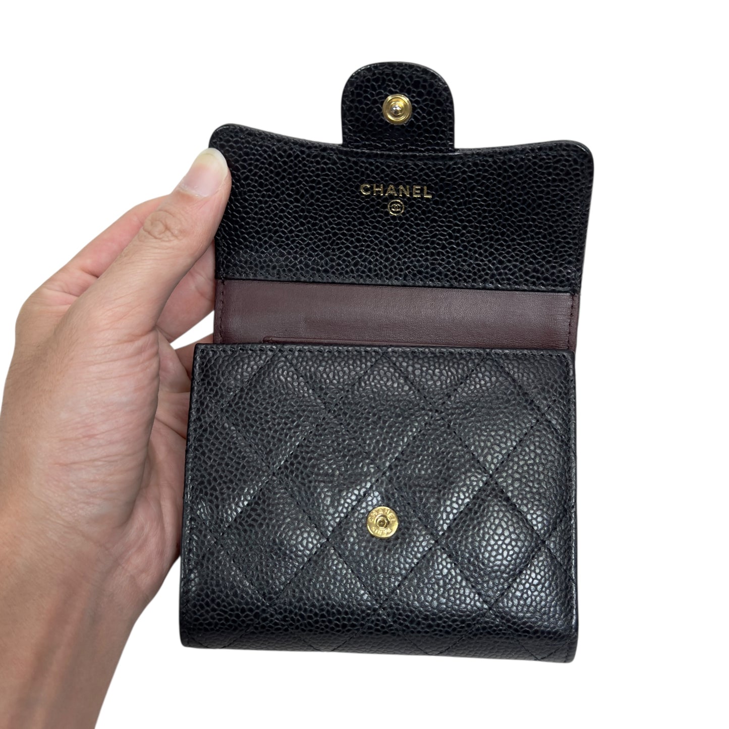 CHANEL CC 荔枝皮 短銀包