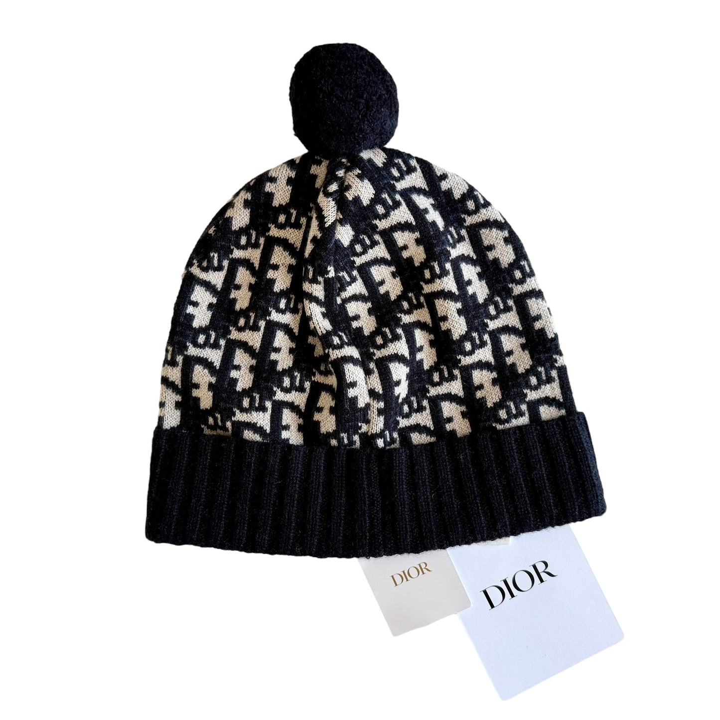 DIOR Oblique 老花 毛毛球 純羊絨 帽子