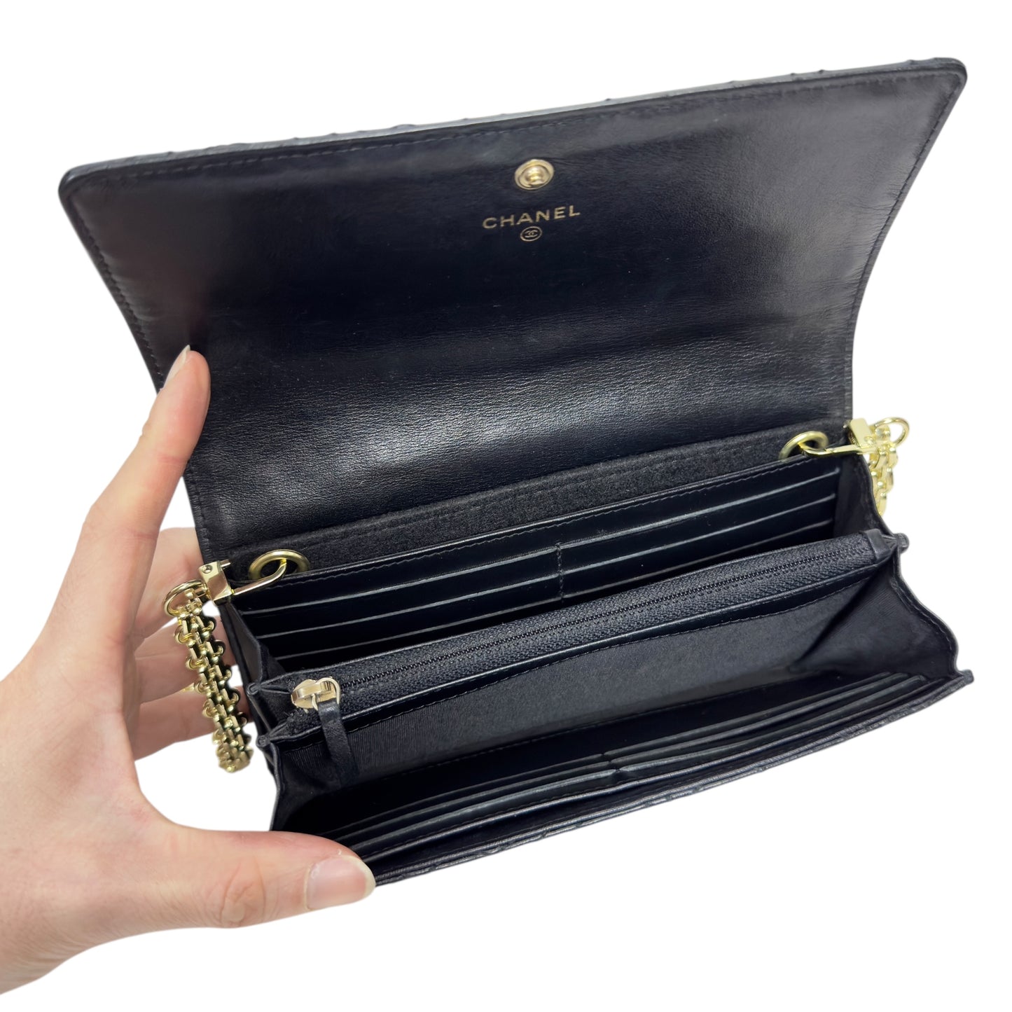 CHANEL *自加鏈＞送無品牌扣＋無品牌鏈帶* 長銀包 WOC