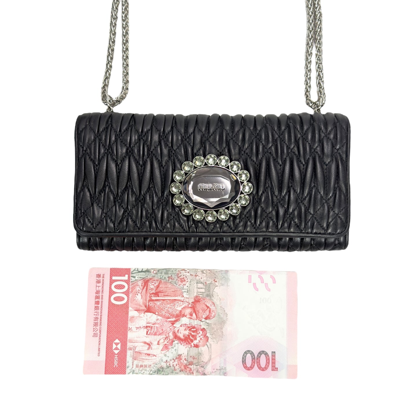 MIU MIU *自加鏈＞送無品牌扣＋無品牌鏈帶* 水鑽 2用袋