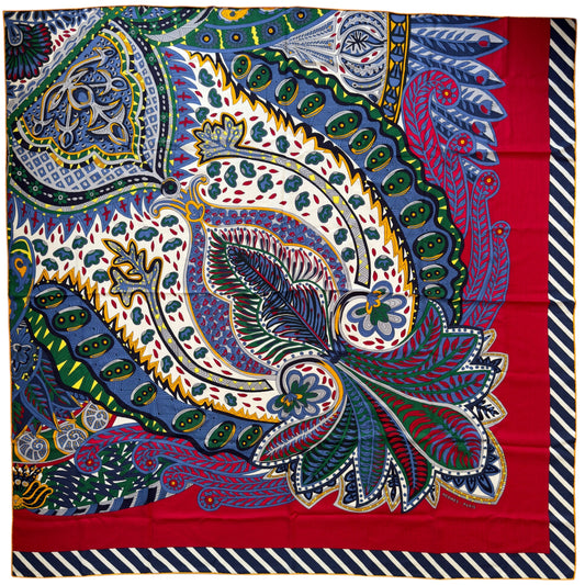 HERMES Le Jardin de la Maharani Recadre shawl 140 羊絨 圍巾