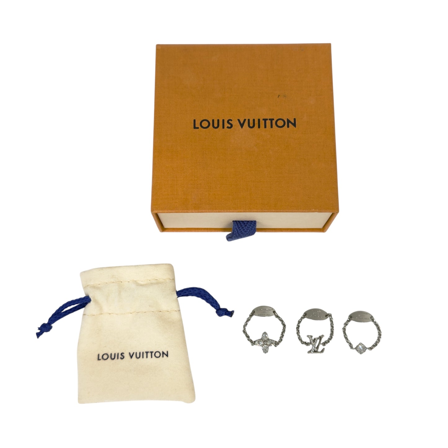 LOUIS VUITTON Lady LV 水鑽 戒指組合（一套3隻）