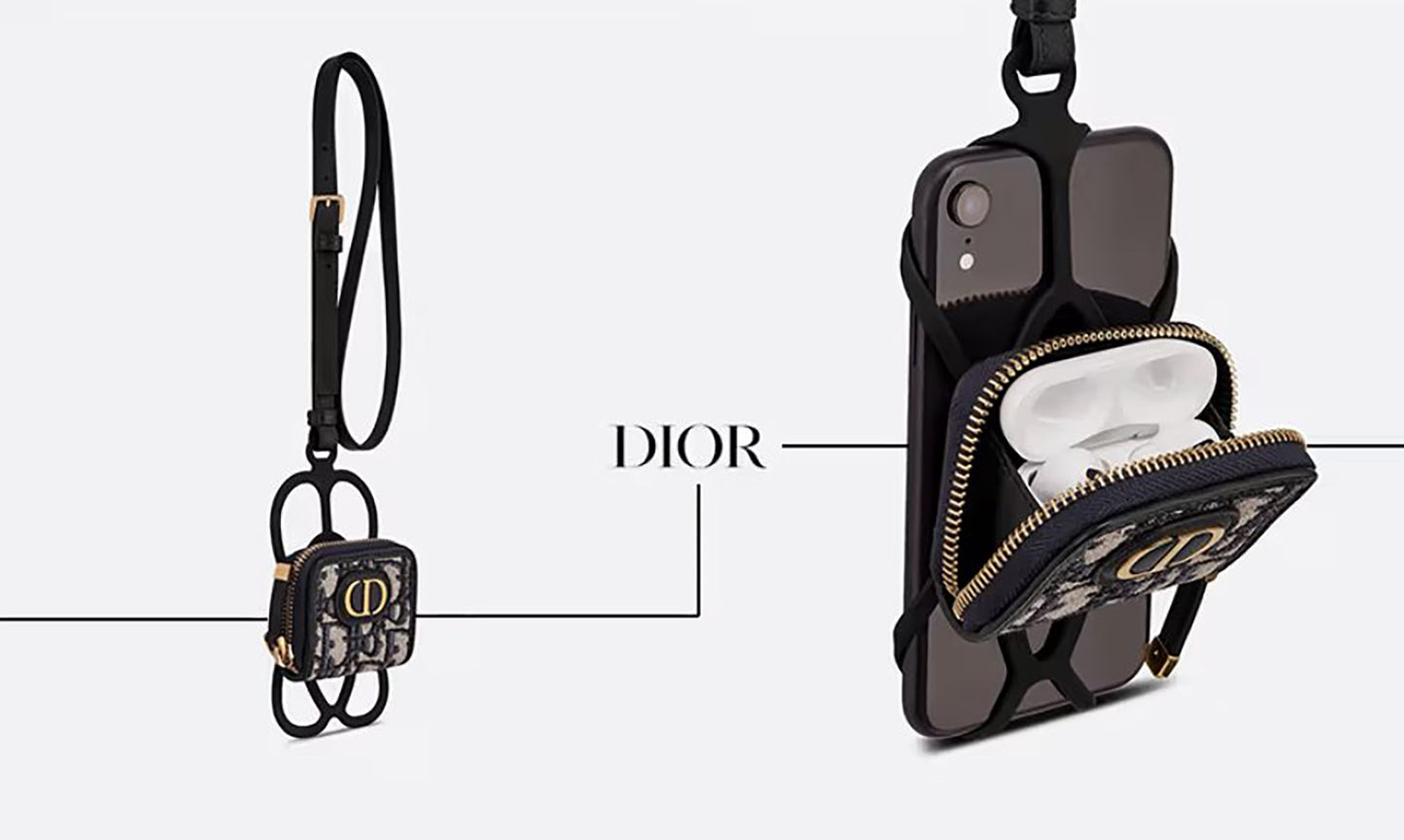 DIOR Oblique 老花 掛頸電話繩 連 小物包